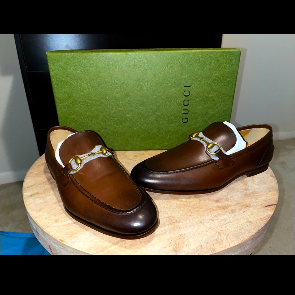 Gucci Jordaan leather loafers brown size 7